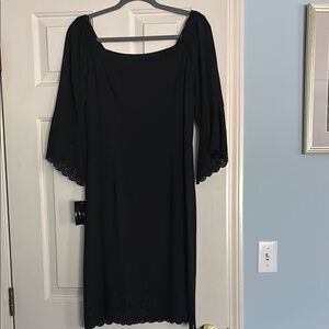 Roz & Ali Black Sheath Dress with Bell Sleeves